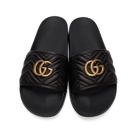 gucci women's pursuit rubber gg pool slides|all black gucci slides women's.